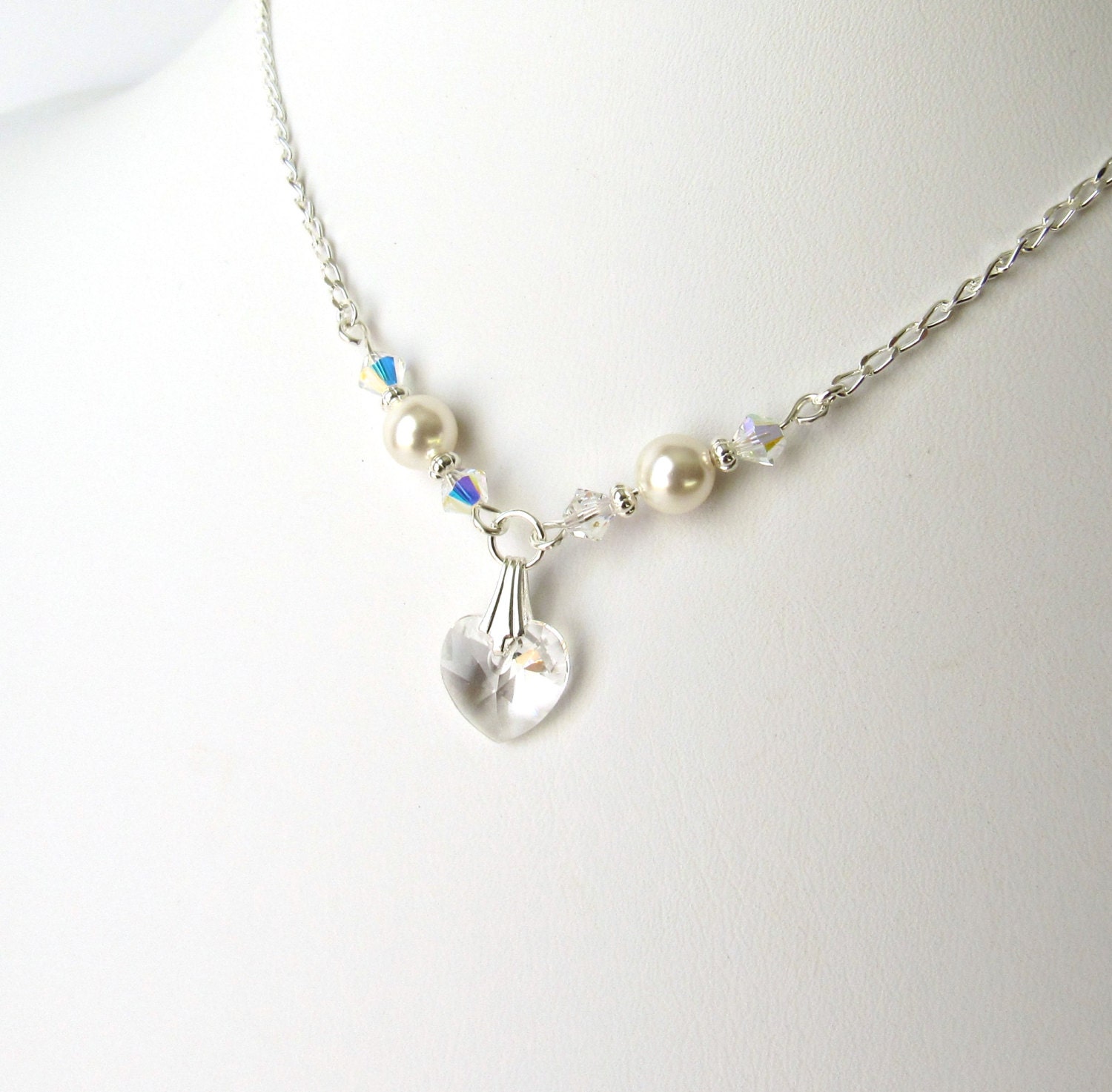 Flower Girl Crystal Necklace Crystal Heart Necklace Flower Etsy