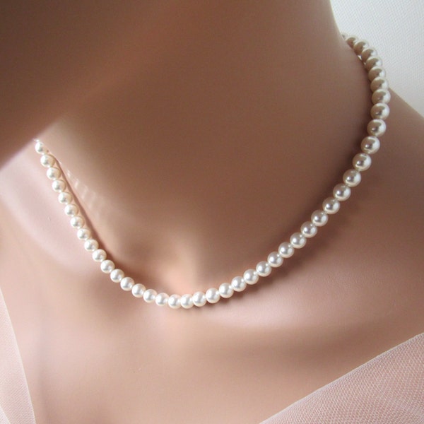 Pearl Necklace Wedding, Backdrop Necklace White Pearl Ivory Pearl, CHOOSE COLOR & LENGTH Pearl Necklace for Women, Gift for Wife Girlfriend