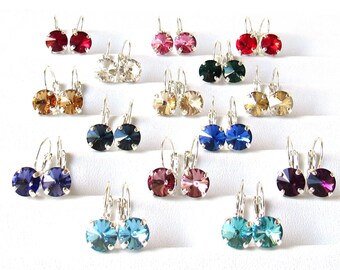 Crystal Drop Earrings, CHOOSE COLOR, Small Drop Earrings for Women, Silver Earrings, Drop Earrings, Gift for Woman, Gift for Her
