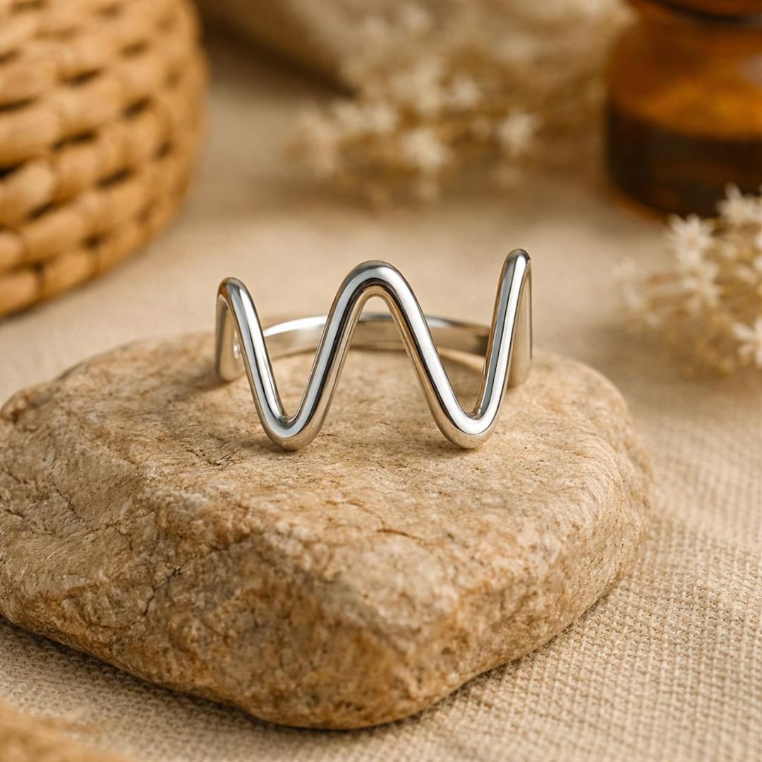 Ring Without Color V Ring - 925 Sterling Silver Ring - Heartbeat Ring - Simple Silver Ring ...