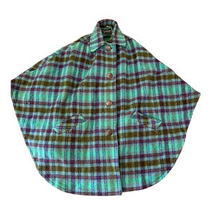 Vintage 1960s Merrywear Wool Cape | Classic Mod Outerwear, Retro Cloak with Button Closure, Winter Coat