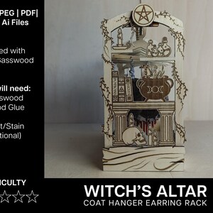 Witch's Mystical Altar Coat-Hanger Earring Organiser Rack (Digital File)