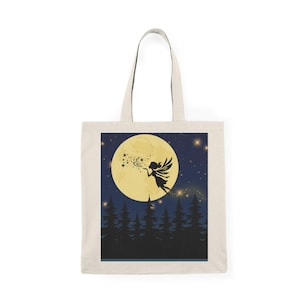Enchanting Fairy Tote Bag: Eco-Friendly Cotton Canvas Shopping Bag.