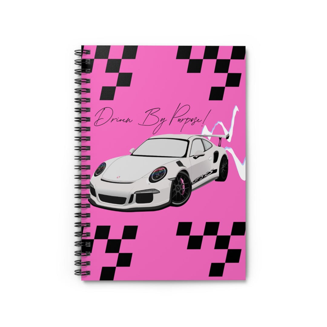 Car Rear Notebook Cover Porsche Sports Car Notebook: Pink Cover, Metal Spiral - Gift for Car ...
