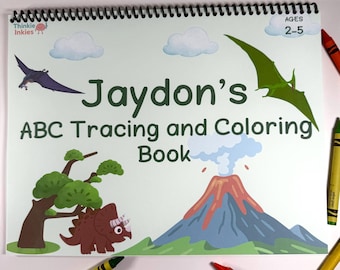 Libro para colorear personalizado con el alfabeto para niños de 2 a 5 años. Aprendizaje preescolar.