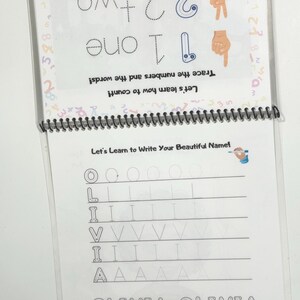 Personalized name tracing workbook for toddlers, dry erase handwriting practice, write and wipe preschool activity book