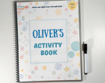 Libro de actividades personalizado para escribir y borrar para niños pequeños / Aprendizaje reutilizable