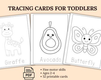 Tarjetas de calco en PDF – Hojas de trabajo para preescolar – 52 tarjetas imprimibles (2 formatos)