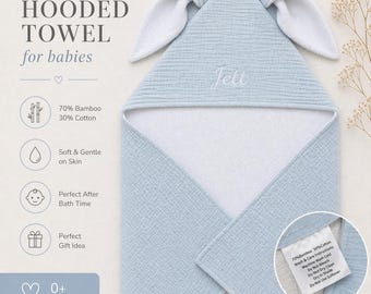 Babyhanddoek met capuchon en naam, gepersonaliseerde badhanddoek