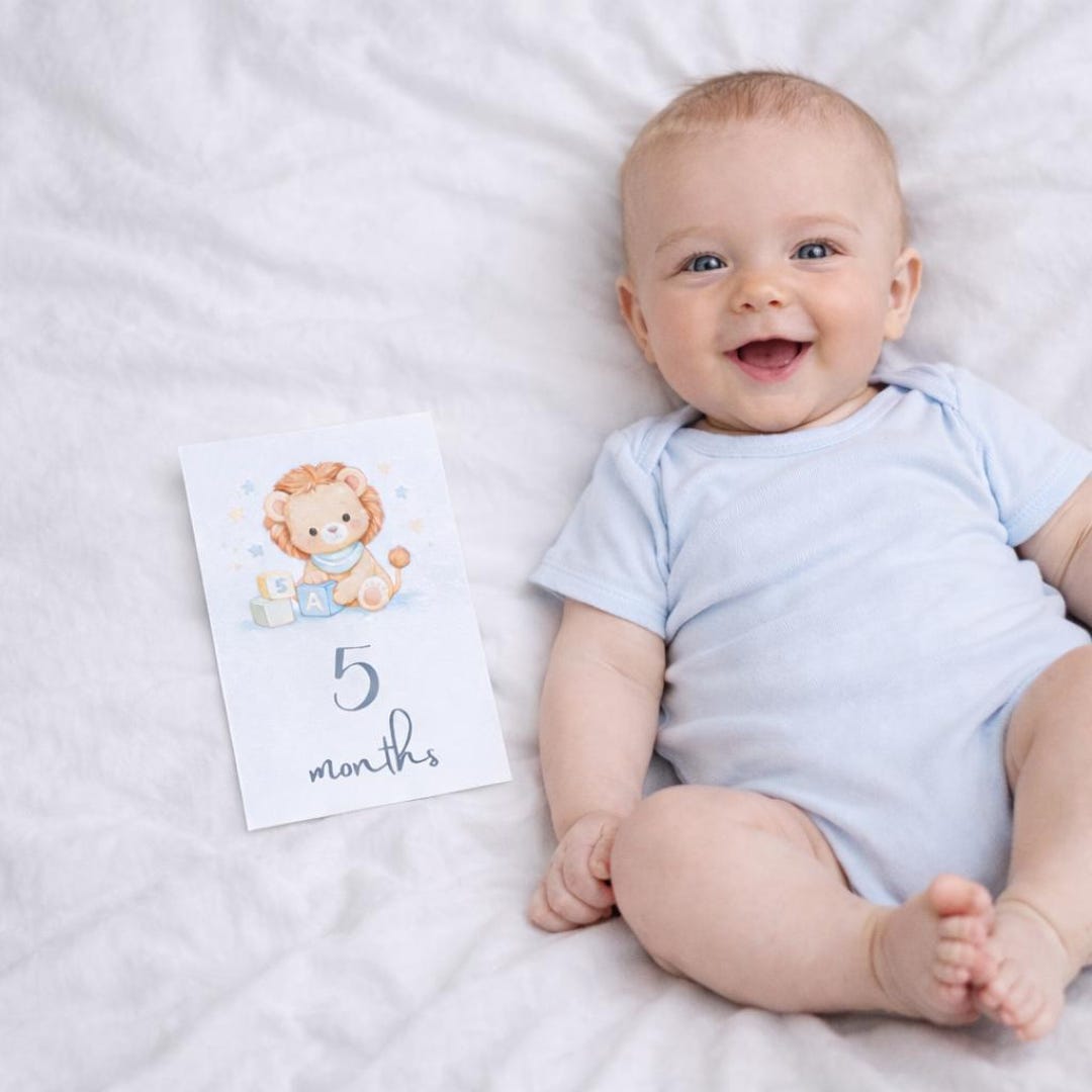 Baby Boy Milestone Cards | Linen, Watercolor Design - Etsy