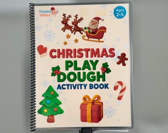 Libro de actividades navideñas con plastilina / Carpeta Montessori navideña / Actividades laminadas para escribir y borrar para niños pequeños