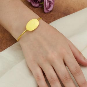 Gold Oval Bangle Bracelet – Adjustable Handmade Jewelry for Everyday Elegance