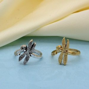 dragonfly ring, boho jewelry, handmade ring, silver dragonfly ring, gold dragonfly ring