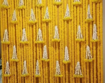 Artificial Marigold backdrop Mandap Decoration, Seemantham Pooja Decor Varah Laxmi  Backdrop, Ganpati Backdrop, Temple Decor, haldi backdrop