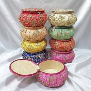 Smyckeskrin i Matka-stil, indisk bröllopsgåva, presentask för Haldi/Mehendi/Sangeet, presentask för Lohri, presentask för torkad frukt, dekorativ ask