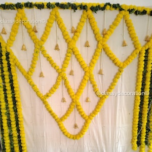 Marigold Backdrop: Haldi Mehendi Diwali Pooja Decoration - 6x6 Feet