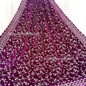 Pakistani Zari Work Embroidered  Bridal Dupatta, Heavy Velvet Dupatta, Indian Traditional Bridal Chunni, Wedding Day Scarf, Gift for Her