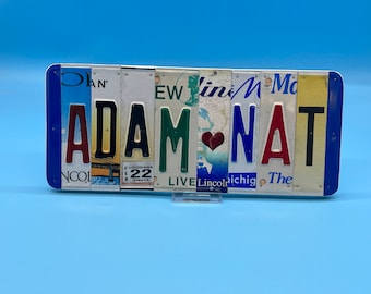 Custom License Plate Sign: Personalized Wall Decor, Upcycled Name Art