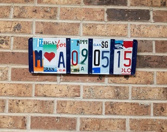 Custom License Plate Wall Sign, Gift for Men, Anniversary Date Gift for Him