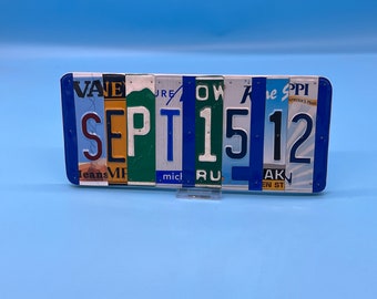 Personalized Gifts for Men Handmade License Plate Metal Sign Custom Made with Family Name, Anniversary Date