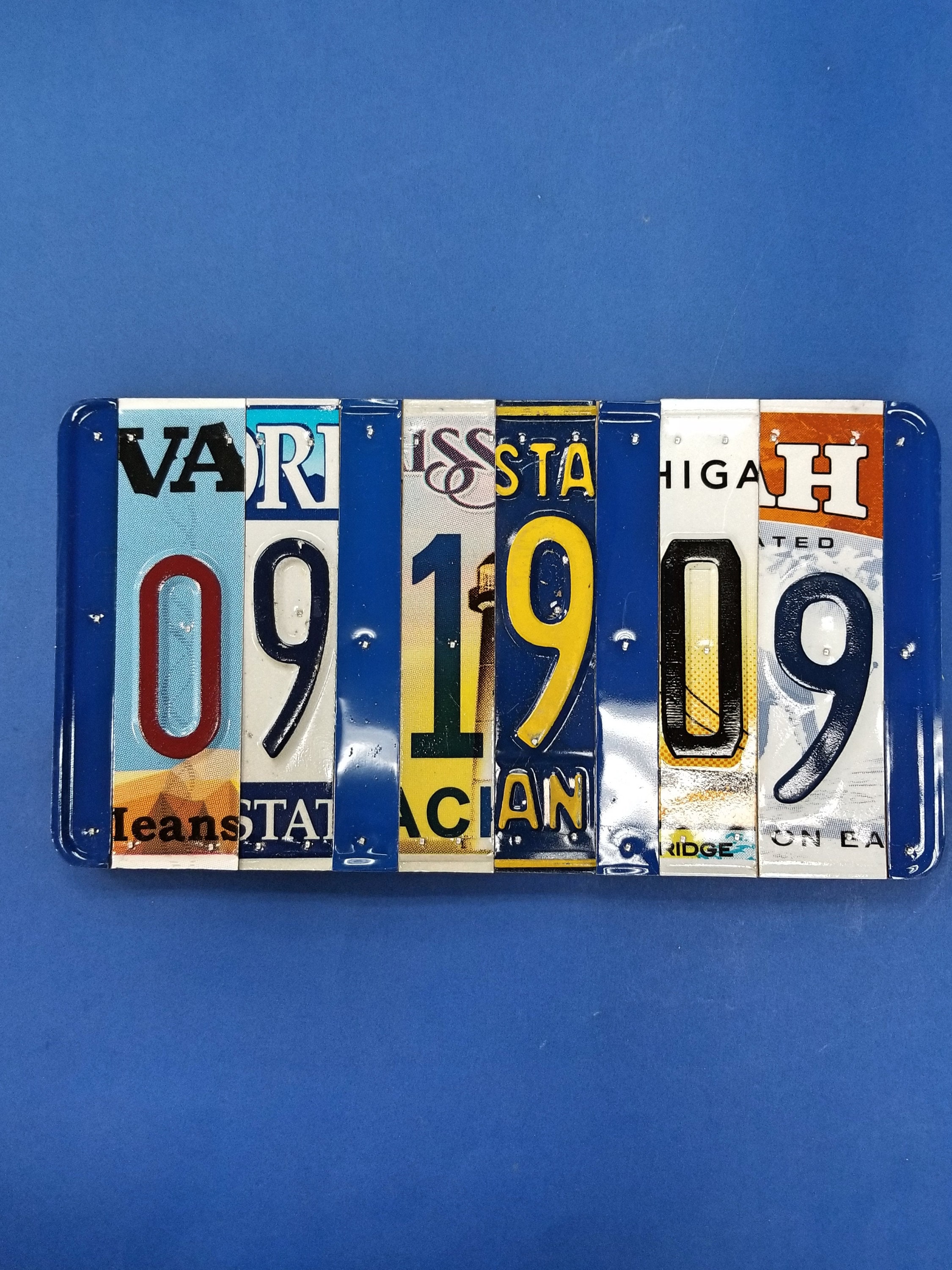 Plaque de date anniversaire toute l'année fabriquée à partir de plaques d'immatriculation authentiques recyclées 1er 2e 3e 4e 5e 10e 20e 25e 30e cadeau en aluminium