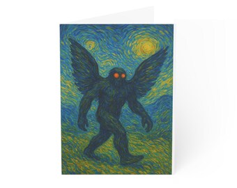 Mothman Greeting Card | Mystical Creature Art Card