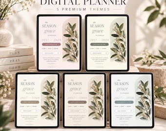 2027-2028 Christian Digital Planner, Hyperlinked Portrait PDF, 5 Elegant Themes, Goodnotes iPad Android, Faith Prayer Journal Calendar