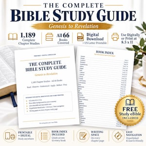 Puede incluir: La guía de estudio bíblico completa Genesis to Revelation incluye 1.189 estudios de capítulos que cubren los 66 libros. Contiene un índice de libros, páginas imprimibles de 21,6 x 27,9 cm, navegación con hipervínculos y una eBiblia gratis.