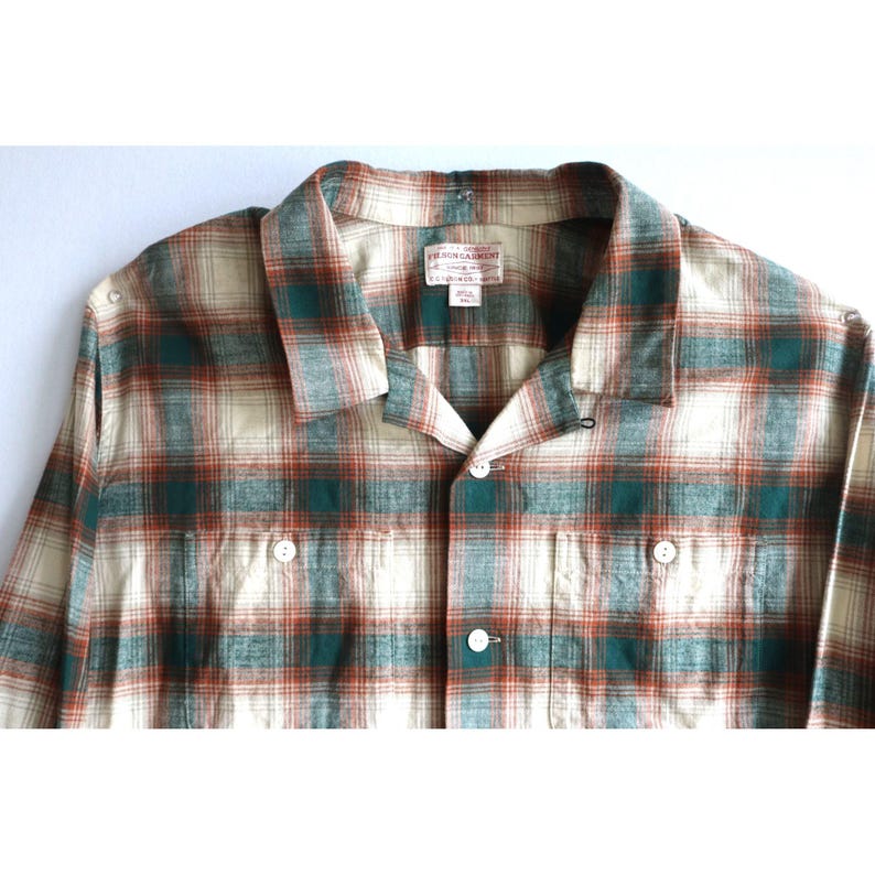 Vintage Filson Elk Heights Camp Shacket Rust Pine Grove Plaid Flannel Mens 3XL image 5