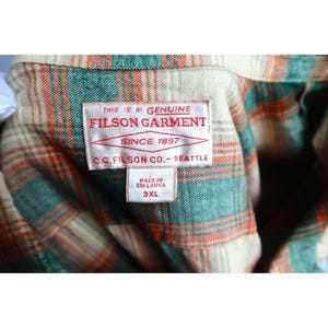 Vintage Filson Elk Heights Camp Shacket Rust Pine Grove Plaid Flannel Mens 3XL image 2