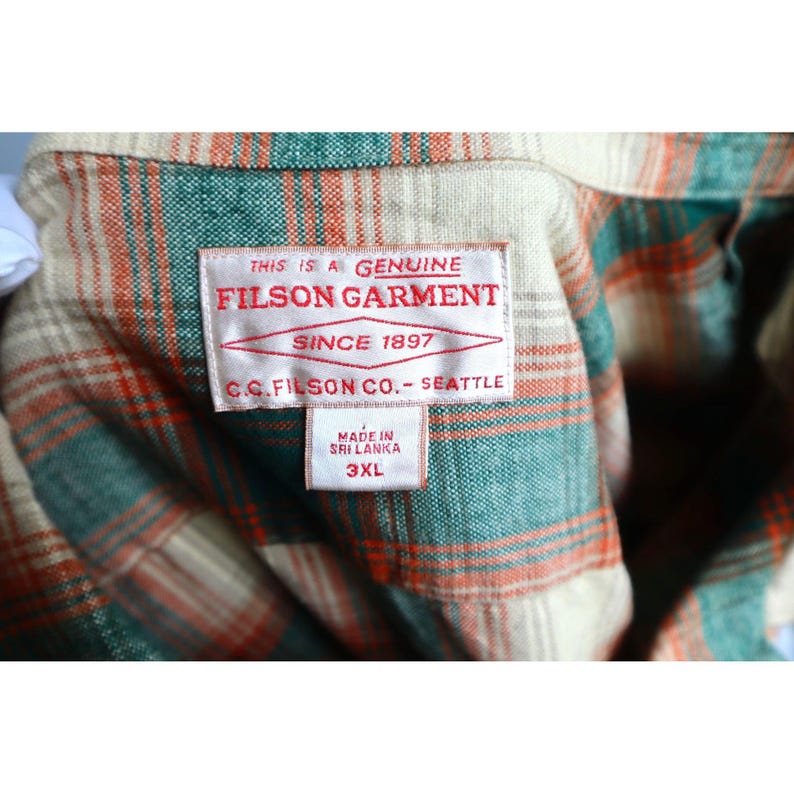 Vintage Filson Elk Heights Camp Shacket Rust Pine Grove Plaid Flannel Mens 3XL image 2