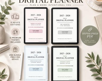 2027-2028 Digital Planner for reMarkable Paper Pro Move Android iPad Hyperlinked PDF 5 Themes Daily Weekly Monthly Yearly Goals Budget Notes