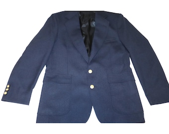 Vintage Oakmont Vintage Navy Blazer with Gold Buttons Men Classic Fit Sport Coat