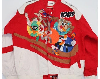 Vintage Vogue Looney Tunes geborduurd rood bomberjack medium