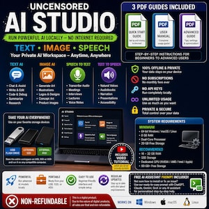Offline AI USB Setup Guide | Step-by-Step Installation Manual | Self-Hosted | Text Generate Image Speech | Instant Download | Windows Mac