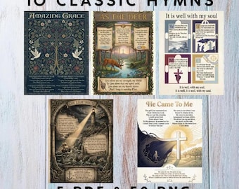 Christian Wall Art Printable Vintage Hymn Poster Set Scripture Decor Religious Gift Digital Download Christian Faith Wall Decor Print Art
