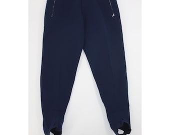 Zeldzame vintage Bogner marineblauwe wol stretch skibroek stijgbeugelriemen retro snowboard