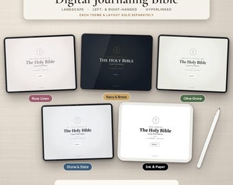 Digital Journaling Bible PDF Hyperlinked Landscape Bible Study Goodnotes reMarkable Kindle Scribe Left or Right Handed Large Print E-Ink