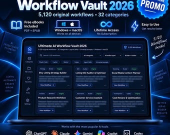 7000+ Prompts AI Workflow Windows Mac ChatGPT Claude Gemini Copilot Codex Compatible Offline Digital Productivity Lifetime with Free eBook