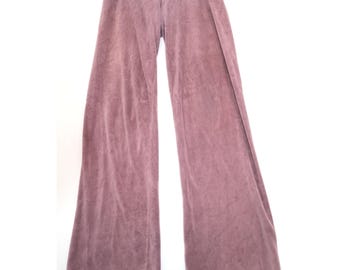 Vintage Retro Thrashed Y2K Juicy Couture Purple Velour Wide-Leg Pants S