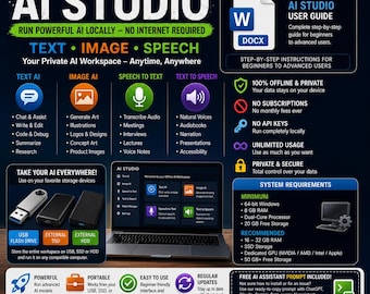 Offline AI USB Setup Guide | Step-by-Step Installation Manual | Self-Hosted | Text Generate Image Speech | Instant Download | Windows PC