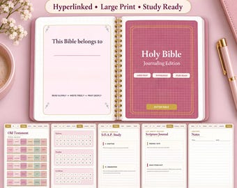Digital Journaling Bible Hyperlinked Study Prayer Scripture Large Texts Reading Plans PDF iPad Goodnotes Remarkable