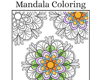 Mandala Coloring Book for Adults: 10 Stress Relief Pages (Digital Download)