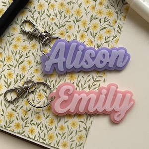 Personalized Acrylic Keychain, Acrylic Name Tag, Backpack Name Tag, Diaper Bag, Custom Name Keychains, Lunchbox Name Tag