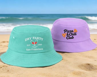 Personalisierter großer Hut, gestickter Eimerhut, benutzerdefinierter Textlogo-Eimerhut, personalisierter Frauenhut Bachelorette Geschenk Geschenk für Papa Mama