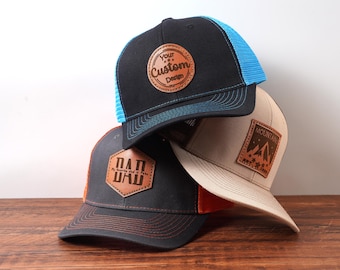 Kunstleer truckerhoed, aangepaste leren patch-hoed, gepersonaliseerde bulkhoeden, aangepaste logo-hoed, zakelijke merchandise, cadeau, vakantie, bruiloft, verjaardag