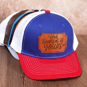 Leather Patch Custom Trucker Hat, Personalized Bulk Hat,Custom Logo Trucker Hat,Leatherette hat,Business merch,Gift,Holiday,wedding,Birthday