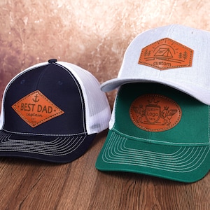 Custom Trucker Patch Hat, Personalized Bulk Hat,Custom Logo Leather Trucker Hat,Leatherette hat,Business merch,Gift,Holiday,wedding,Birthday