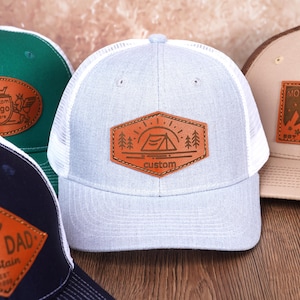 Custom Patch Trucker Hat, Personalized Bulk Hat,Custom Logo Leather Trucker Hat,Leatherette hat,Business merch,Gift,Holiday,wedding,Birthday