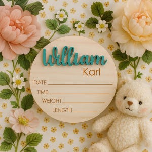 Personalized Birth Announcement Sign for Hospital, Baby Announcement Name Sign for Hospital, Name Plate Announcement, Newborn Sign for Boy